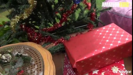 Немецкая парочка в костюмах Санта Клауса и Снегурочки трахается в летнем саду